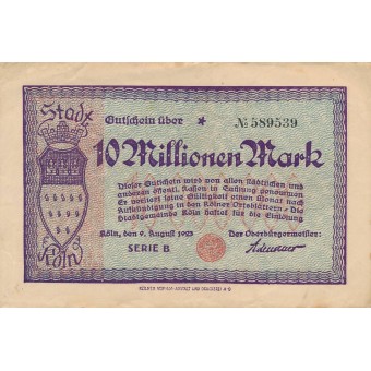 Vokietija / Kelnas. 1923 m. 10.000.000 markių