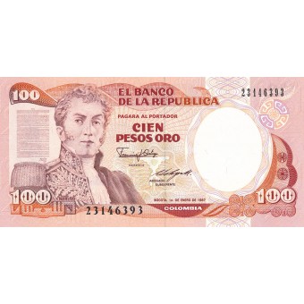 Kolumbija. 1987 m. 100 pesų. P426c. UNC