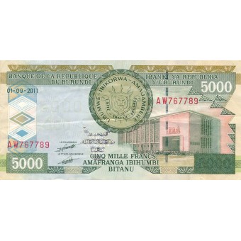 Burundis. 2011 m. 5.000 frankų