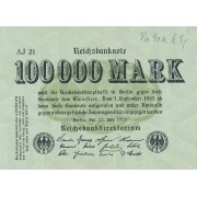 Vokietija. 1923 m. 100.000 markių