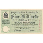Karaliaučius. 1923 m. 1.000.000.000 markių. 5 skaičiai. VF