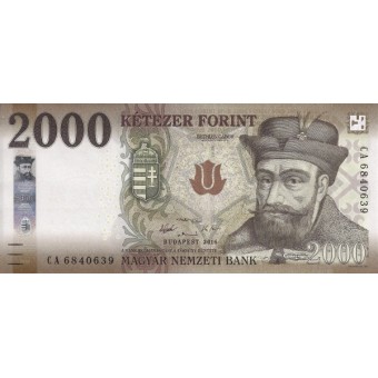 Vengrija. 2016 m. 2.000 forintų. UNC