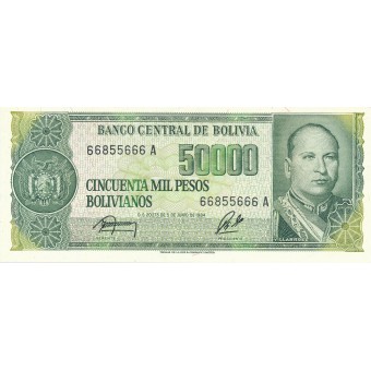 Bolivija. 1984 m. 50.000 bolivianų. P170a. UNC