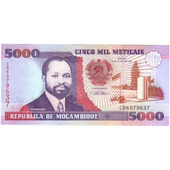 Mozambikas. 1991 m. 5.000 meticais. UNC
